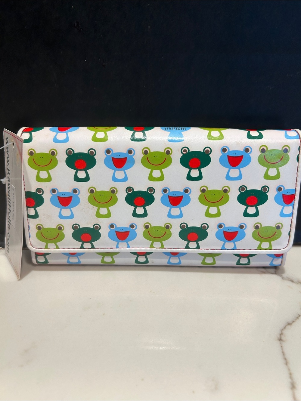 Kawaii Holic Cute Frog Print Wallet in White, Green & Blue